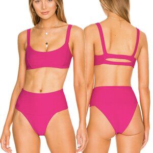 L*SPACE x Anthropologie Jess Ribbed Bikini Top (Bougainvillea Pink)